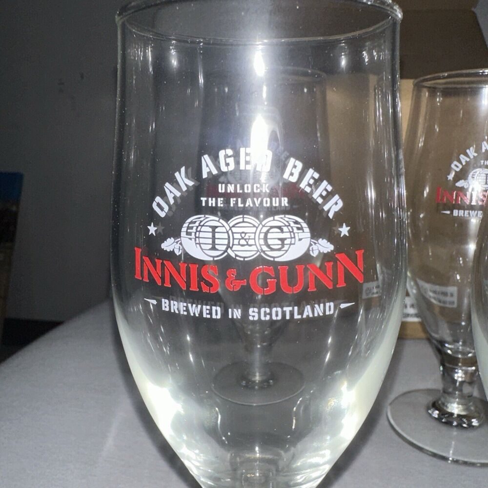 NEW 6 Innis & Gunn Oak Aged Beer 7" Stemmed Glass 11oz Brewed in Scotland Vtg - Picture 2 of 5